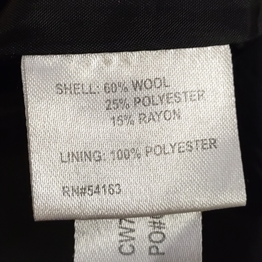 Calvin Klein Women Size 6 Black Wool Blend Pea Coat Button Double Breasted - Picture 6 of 6